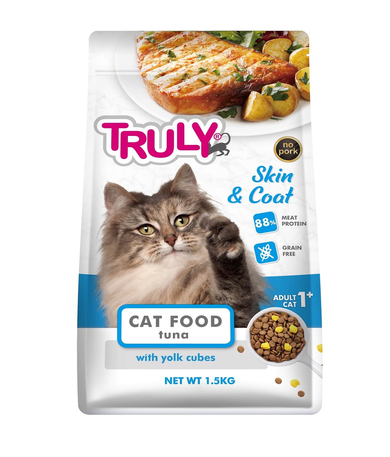 Truly Grain Free Premium Adult Skin and Coat Tuna Dry Cat food 1.5kg Poshaprani